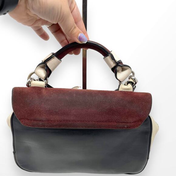 ZARA Red Black White Leather Colorblock Crossbody Handbag - Picture 11 of 14